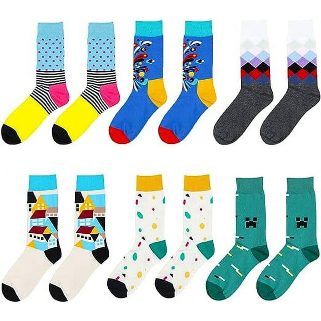 5 Pack Mens Funny Crazy Dress Crew Socks Cotton Art Sock Gifts for Men