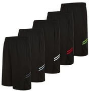 DARESAY 5 Pack: Mens Moisture Wicking Athletic Basketball & Gym Workout Shorts with Pockets Multipack, Sizes up to 3XL