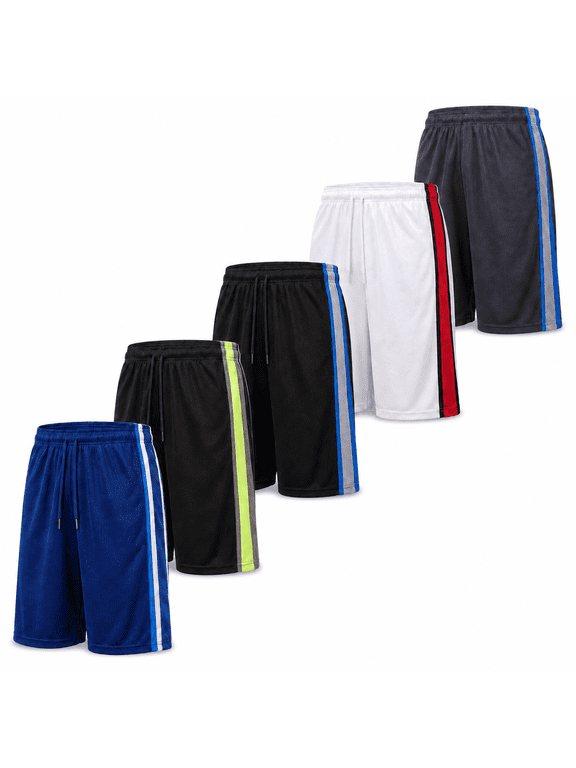 Men’s 5-Pack Athletic Mesh Shorts with Pockets, Moisture-Wicking Basketball Gym Shorts, 9" Inseam, S-3XL