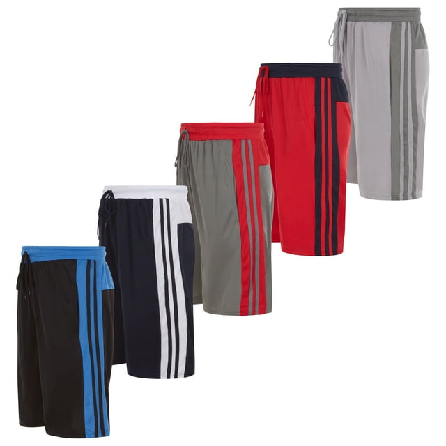 5 Pack Mens Moisture Wicking Athletic Basketball & Gym Workout Shorts