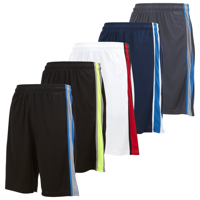 5 Pack: Mens Moisture Wicking Athletic Basketball & Gym Workout Shorts ...