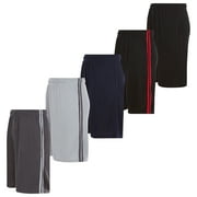 DARESAY 5 Pack: Mens Moisture Wicking Athletic Basketball & Gym Workout Shorts with Pockets Multipack, Sizes up to 3XL