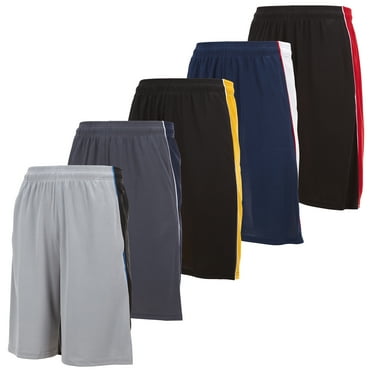 5 Pack: Mens Moisture Wicking Athletic Basketball & Gym Workout Shorts with Pockets Multipack, Sizes up to 3XL