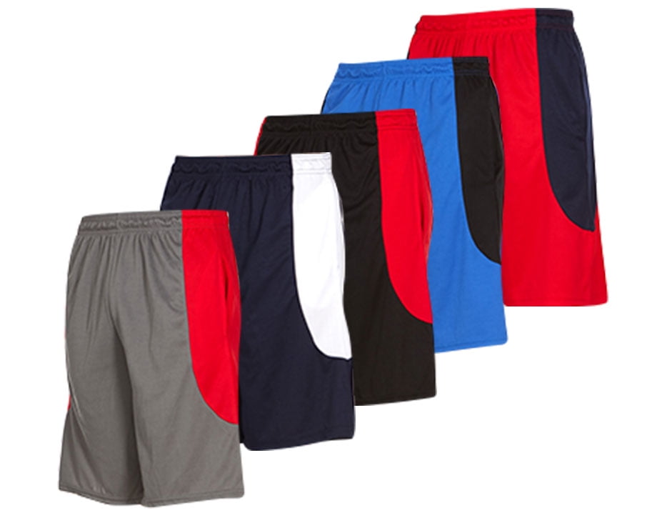 5 Pack Mens Moisture Wicking Athletic Basketball & Gym Workout Shorts
