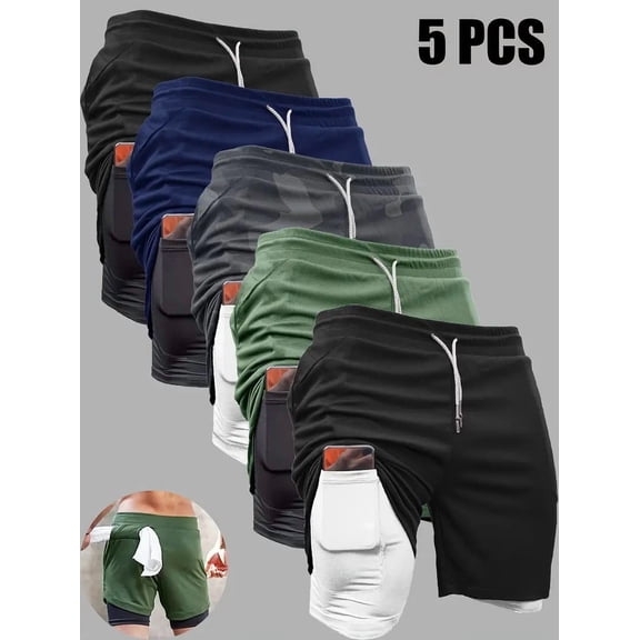 5 Pack Mens Summer Breathable and Quickly Drying Blank Compression Shorts,Suitable for Fitness and Leisure Sports Beach Short