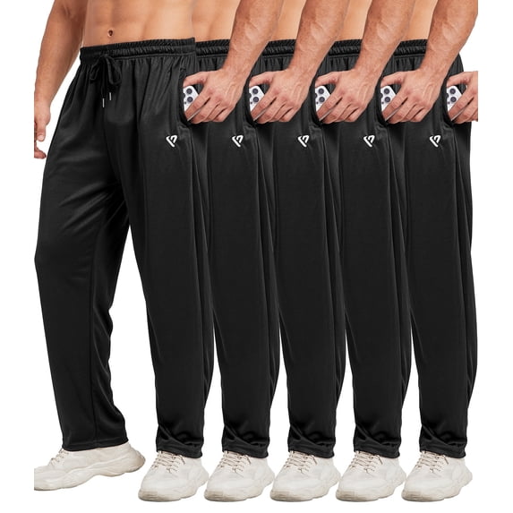 5 Pack Mens Sweatpants Open Bottom Joggers for Men with Zip Pockets Loose Fit Mesh Athletic Pants for Running,Casual