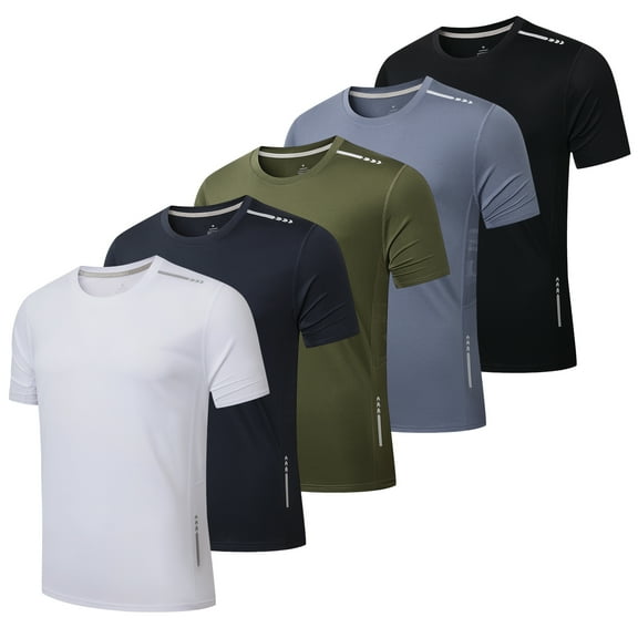 5 Pack Mens T-Shirts Quick Dry Running Tops for Men Breathable Gym T Shirts Moisture Wicking Fitness Training Short Sleeve Tops