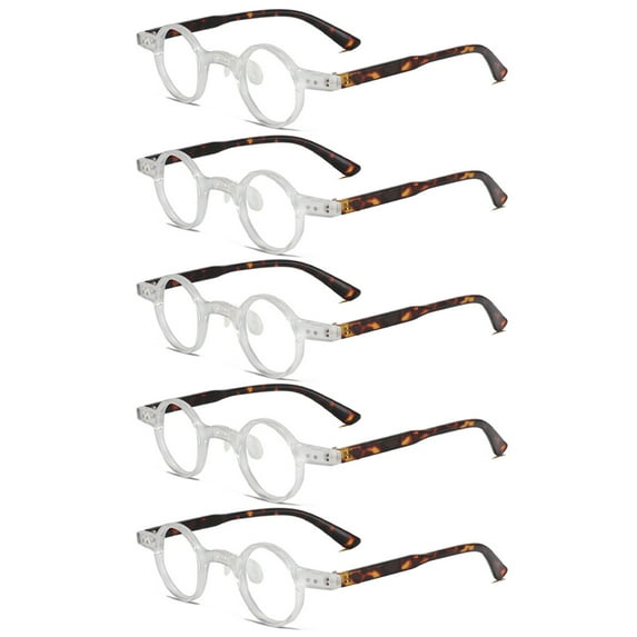 5 Pack Mens Womens Retro Small Round Anti-Blue Light Presbyopic Glasses New Style Reading Glasses