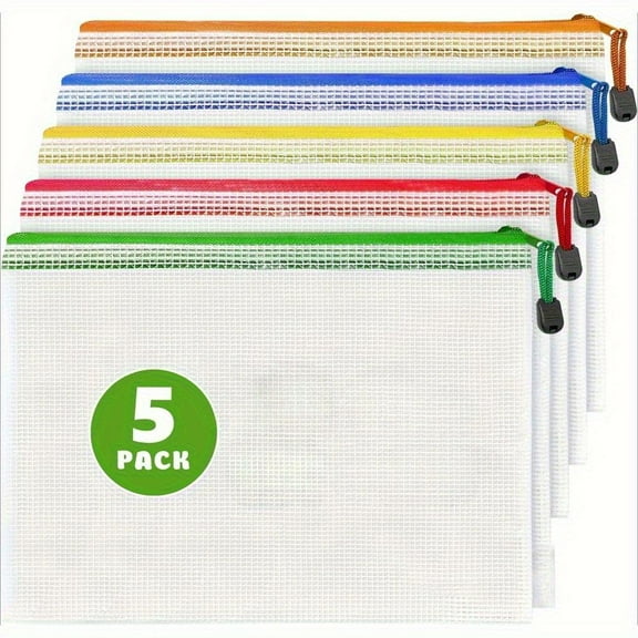 5 Pack Mesh Zipper Pouch Bags - Plastic Zipper Pouches for Organizing - Game Storage Bags - Puzzle Organizer Bags - Large Zipper Pouch Bag - Mesh Pouch with Zipper - Puzzle Bags Kitchenware