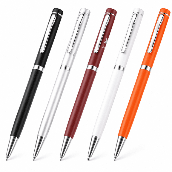 5 Pack Metal Ballpoint Pens Twist Action, Sleek Metal Barrel Pens with Stainless Steel Clip for Business Office, Multicolor, 5 Count