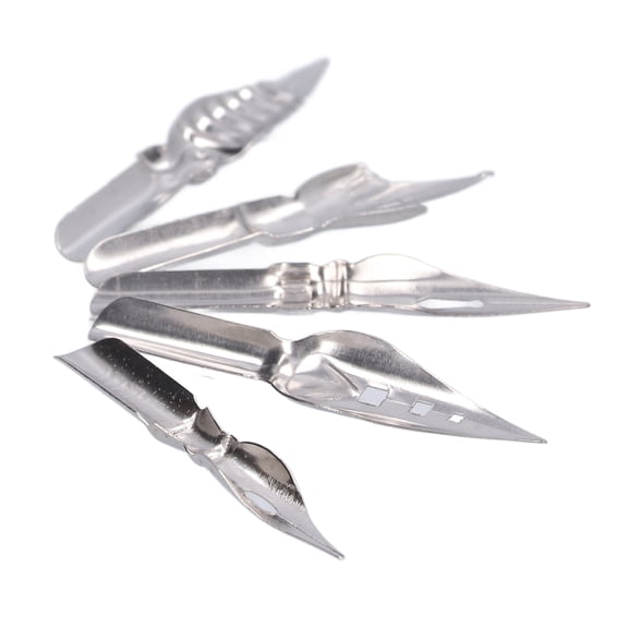 5-Pack Metal Dip Pen Nibs for Comic Art, Calligraphy, Hand Lettering, Scrapbooking & Journaling with Storage Box