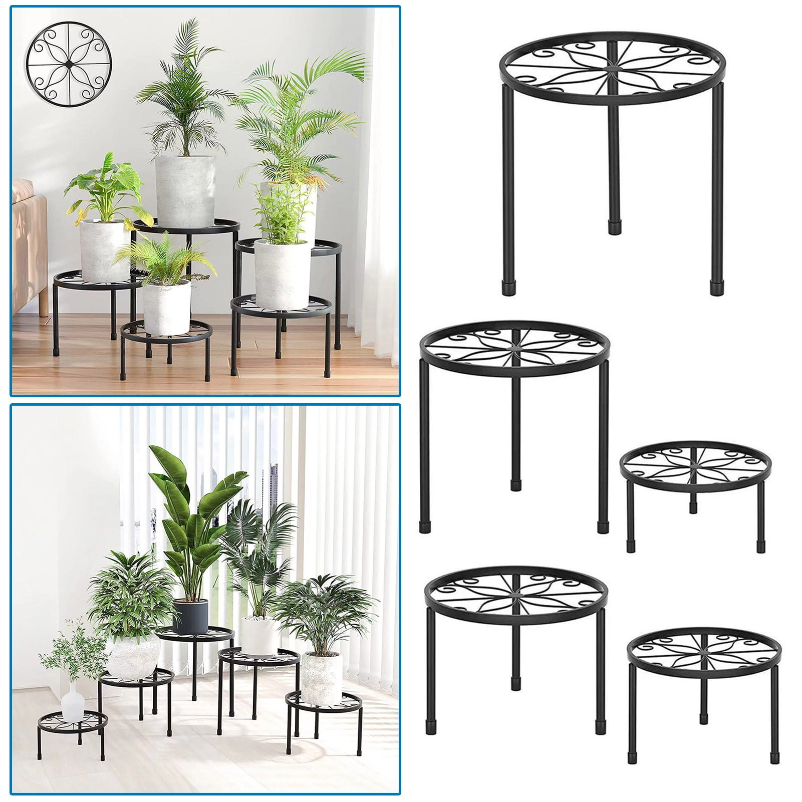 5-Pack Metal Plant Stands For Outdoor Indoor, Anti-Rust Iron Flower Pot Stand Heavy Duty Plant Pot Shelf Multiple Plant Decoration Racks Home Patio Garden