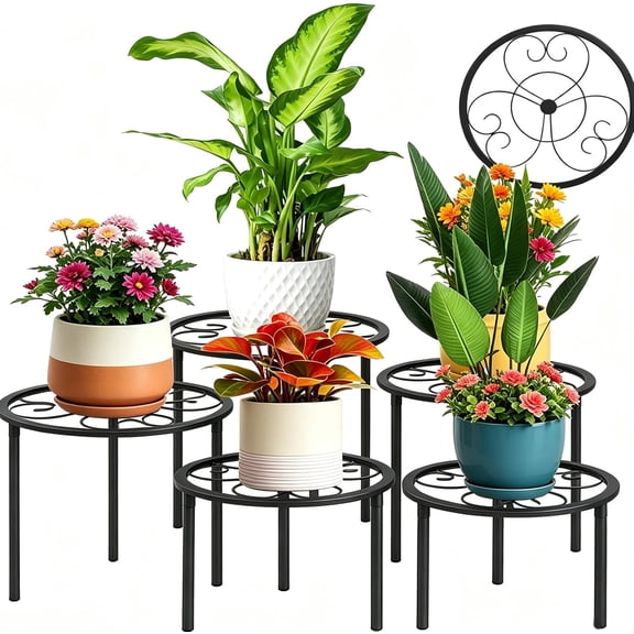 5 Pack Metal Plant Stands,Heavy Duty Potted Holder for Flower Pot, Rustproof Iron Risers, Suitable Indoor and Outdoor Decoration ,Garden Container Round Supports Rack Planter