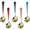 thumbnail image 1 of 5 Pack Metal Soup Spoons,Stainless Steel Spoons For Soup Round Colorful Dinner Spoons Thick Short Handle Table Spoon 6.1 Inch, 1 of 5