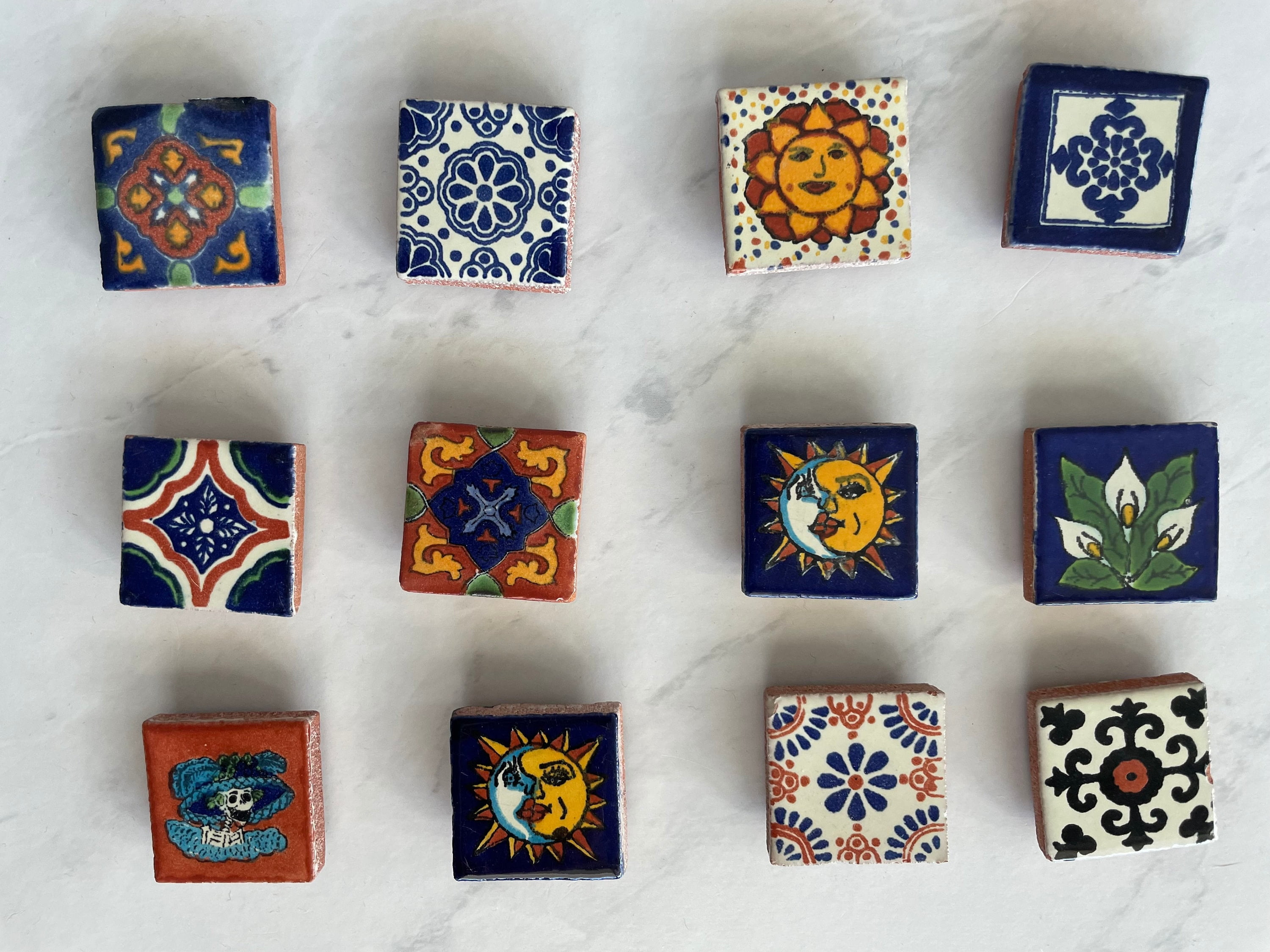 5 Pack - Mexican Tile Magnets | Fridge Magnets | Hand Painted Fridge Pottery | Talavera Ceramic