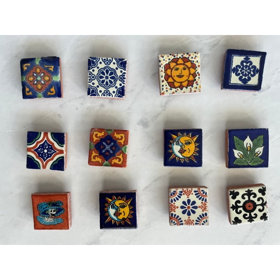 5 Pack - Mexican Tile Magnets | Fridge Magnets | Hand Painted Fridge Pottery | Talavera Ceramic