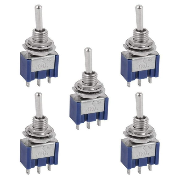 5-Pack Micro Mini Toggle Switches 6A, AC125V SPDT 3-Position ON/OFF/ON Control Switches for Versatile Applications TIKA