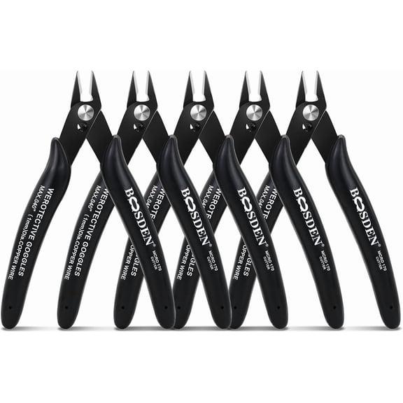 5 Pack Micro Wire Cutters, 5-Inch Flush Cutter for Jewelry Making, Precision Wire Cutters with Spring, Small Side Cutters for Crafts, Models, Zip Ties Snips, Nippers, Electronics