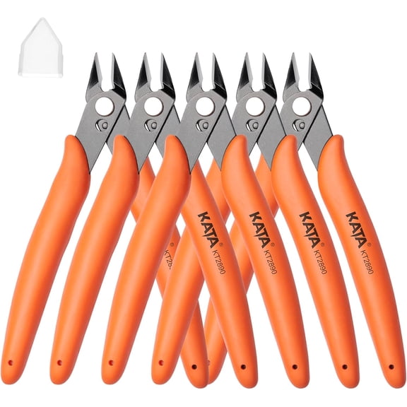 5-Pack Micro Wire Cutters, Precision Electronics Flush Cutter and Side Cutting pliers, Clean Cut for Model, Jewelry, Model Kits