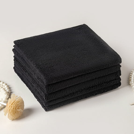 5 Pack Microfiber Cleaning Cloth, 11.8x11.8inch Highly Absorbent and Soft Dish Cloths, Multi-Purpose Cleaning Rags for Cleaning House, Kitchen, Window(Black)