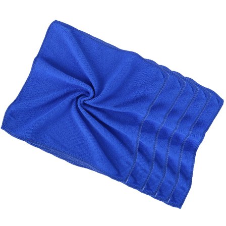 5-Pack Microfiber Cleaning Cloths Set - Multi-Purpose Disc Rags for Kitchen, Household and Car Detailing Tasks - Blue
