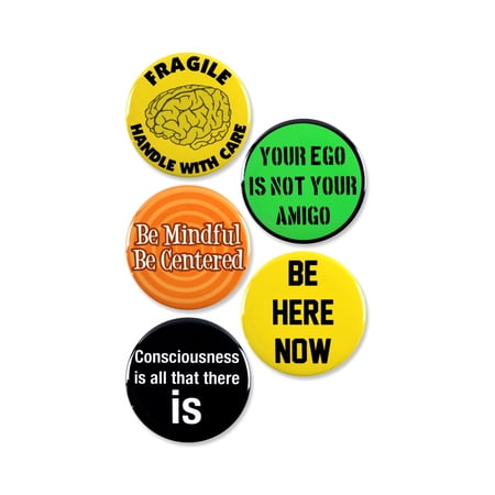 5 Pack - Mindfulness Equanimity and Awareness Pinback Buttons - 2.25 Inch