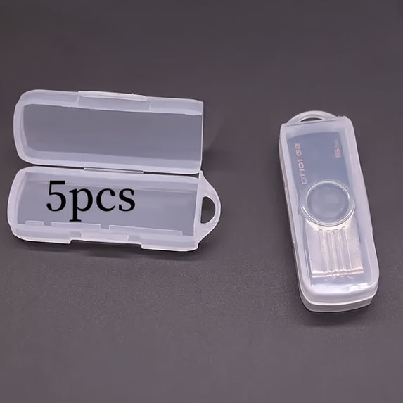 Portable Storage Pc 5 Pack Mini Clear PC USB Flash Drive Case with Lid, Snap Rotating Hook ...