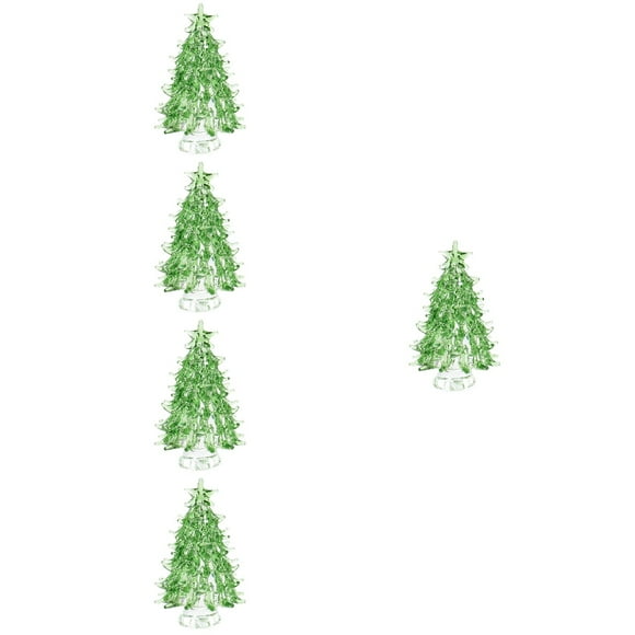 5 Pack Mini Crystals Tabletop Christmas Tree Figurine Glass Ornament Trees Household