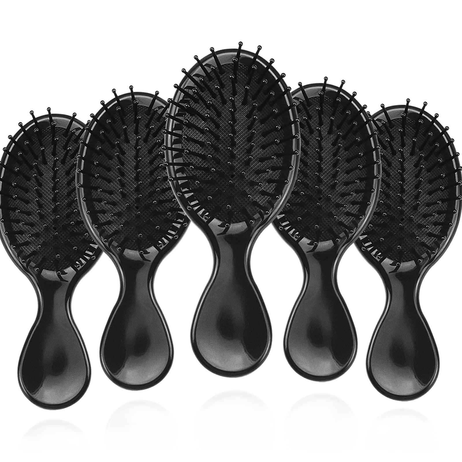 5 Pack Mini Hair Brushes Bulk, Travel Hair Brush Individually Wrapped, Soft Bristles Adds Shine, Scalp Massage and Detangle, Safe for All Hair Types Extensions, Wigs(Bright Black)
