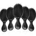thumbnail image 1 of 5 Pack Mini Hair Brushes Bulk, Travel Hair Brush Individually Wrapped, Soft Bristles Adds Shine, Scalp Massage and Detangle, Safe for All Hair Types Extensions, Wigs(Bright Black), 1 of 9
