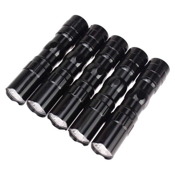 5-Pack Mini LED Flashlights 3W with AA Battery for Camping Hiking and Emergency Use Black