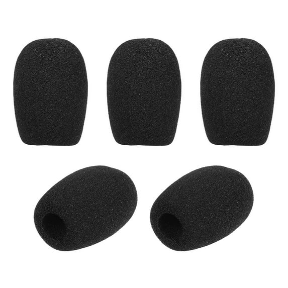 5-Pack Mini Microphone Foam Windscreens - Suitable for Lapel and Headset Microphones, Black