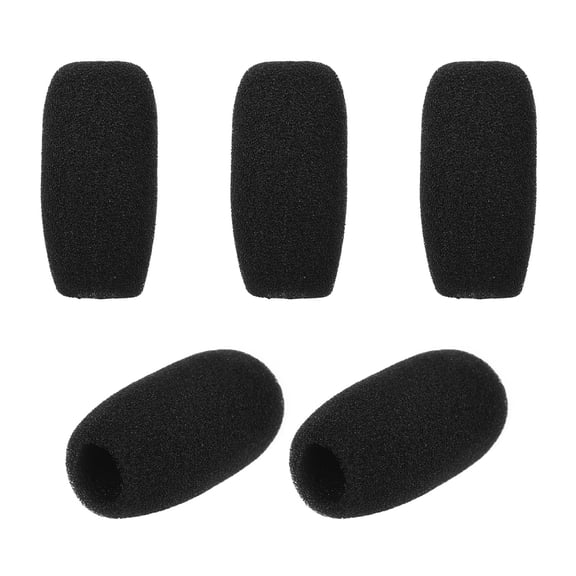 5-Pack Mini Microphone Foam Windscreens - Suitable for Lapel and Headset Microphones, Black