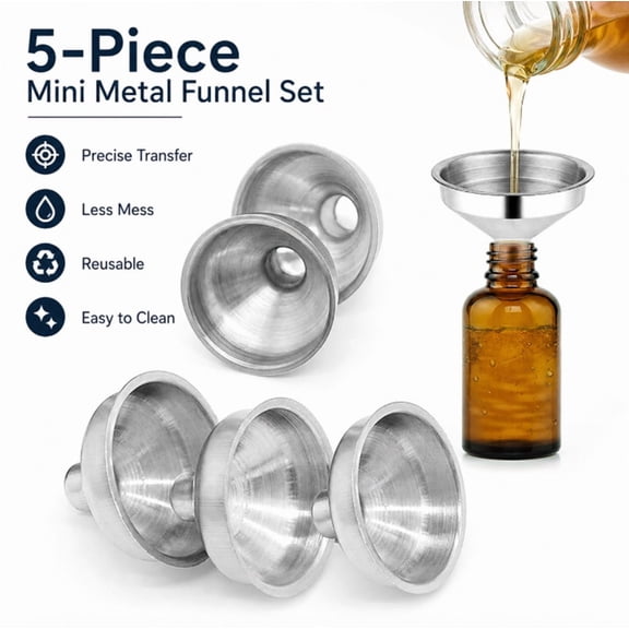 5 Pack Mini Funnels, Small Pouring Tools for Bottles, Diffusers and Flasks, TIKA