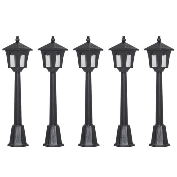 5 Pack Miniature Street Lamp Model Railroad Train Post Black Outdoor Channel Lighting for Doll Decoration Fairy Garden Desktop Ornament B One Size