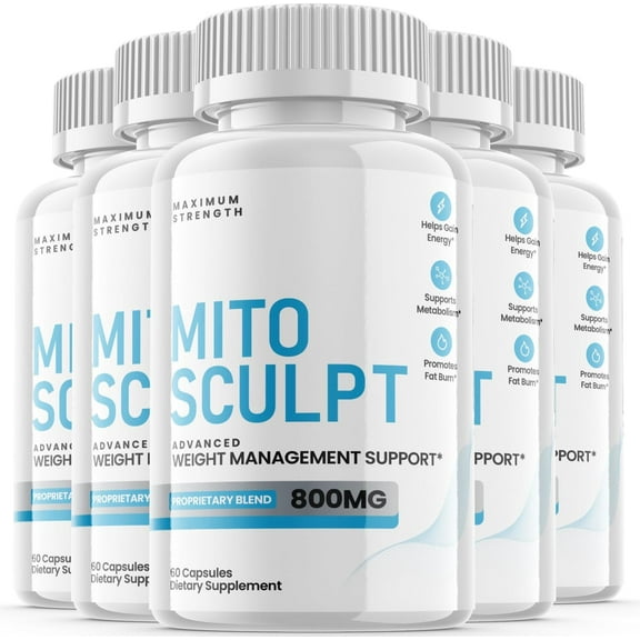 (5 Pack) Mito Sculpt - Keto Weight Loss Formula - Energy & Focus Boosting Dietary Supplements for Weight Management & Metabolism - Advanced Fat Burn Raspberry Ketones Pills - 300 Capsules