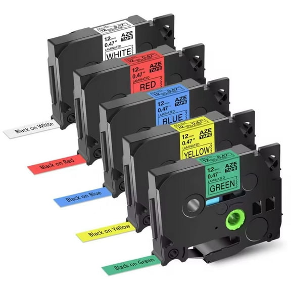 5 Pack Mixed Colors Compatible with Brother TZe-231 431 531 631 731 Replacement Tape 12mm (0.47") – Laminated TZe 231 331 431 531  Tape,Compatible with PT-D220/D210/H110/D200/D400/1280/D610BT