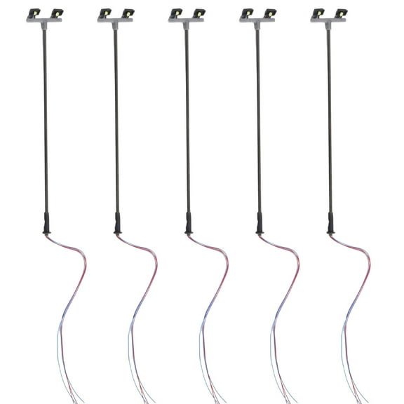 5 Pack Model Railway Yard Lights Twin LED Lamps OO Scale 1:76 Gauge Flood Light White 3V for Train Scenery Fangkenuo