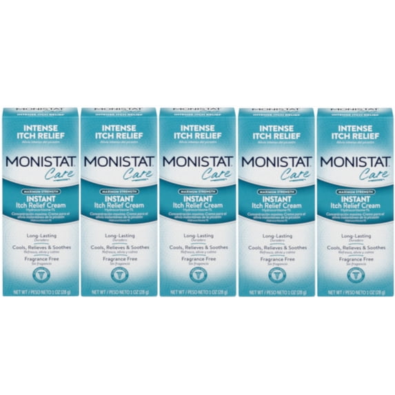 5 Pack Monistat Care Maximum Strength Instant Itch Relief Cream, 1 Ounce Each