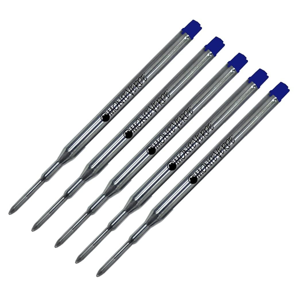 Monteverde Soft Roll Ballpoint Refills For Cross Pens - 6 Pack Blue Ink Medium Point (0.7mm)