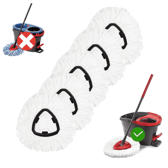 YITAIINS Machine Washable Spin Mop Head Replacement, Universal Microfiber Refill for Deep Floor Cleaning, 5‑Pack, White
