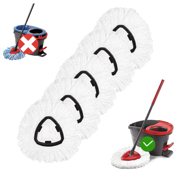 Spin Mop Replacement head, Spin Mop Heads Refill, Universal 100% Microfiber Mop Heads Replacement, Machine Washable 5 Pack Mop Repalce Head, Deep Cleaning and Easy to Replace(White)