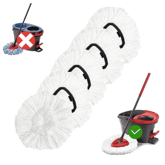 5 Pack-Spin Mop Replacement head, Spin Mop Heads Refill, Universal 100% Microfiber Mop Heads Replacement, Machine Washable, Deep Cleaning and Easy-to-Replace(White)