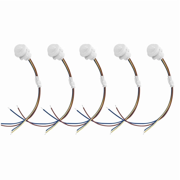 5-Pack Motion Sensor Light Switch with PIR Detection for Ceiling or Wall Mount, White Plastic