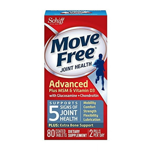 5 Pack Move Free Joint Health Advanced Plus MSM & Vitamin D3 80 Tablets Each
