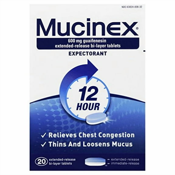 5 Pack - Mucinex 12-Hour Chest Congestion Expectorant Tablets, 20 Each