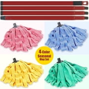 Home Times Spin Mop Set Compatible with O Cedar QuickWring Bucket, 61.8 Inch Handle with 4 Microfiber Cloth Mop Refills, Absorbent for Deep Cleaning