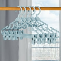 5-Pack Multifunctional Clothes Hangers with Clips | Non-Slip, Space-Saving Garment Hangers for Skirts, Pants, Dresses | Blue,Blue