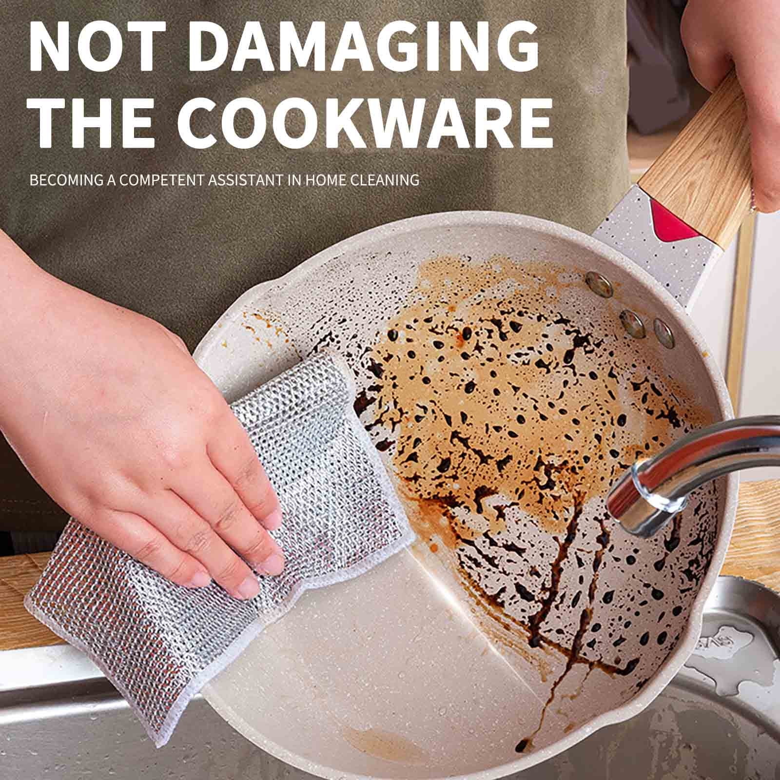 5 Pack Multifunctional NonScratch Wire Dishcloth, Silver Wire Mesh