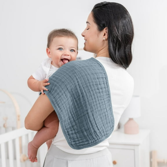 5 Pack Muslin Burp Cloths with a Bow Hat - Large, 6-Layer, Ultra Absorbent Cotton for Baby Drool and Messes - Soft, Safe & Gentle Baby Essentials for Boys & Girls (20" x 10")